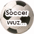 A soccer ball icon with text overlays: 'Soccer WUZ...' on the left, 'Invented by man...' on the right, and 'perfected by women!' below.