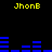 Yellow text 'JhonB' appears in four positions on a black background with blue horizontal bars, each bar set to different heights.