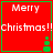 Red square icon with green border displaying "Merry Christmas!!" text and a small green snowman graphic.