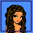 Pixelated character with long brown hair and green eyes, wearing a pink top and light blue jeans, with text below reading 'when I saw you with her a part of me died'
