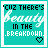 Animated contact sheet of 18 frames showing a teal square icon with text 'Cuz there's beauty in the .breakdown.' and small heart symbols that change position across frames.