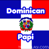 Static 96x96 pixel buddy icon featuring Dominican Republic flag colors with text "Dominican" and "Papi" over a central coat of arms, rendered in low-resolution pixel art style.