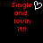 Red pixelated text 'Single and lovin it!!' on black background with white heart symbol above 'Single' on left side.