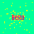 A static image with a bright green background, yellow pixelated particles scattered across it, and the word "Bella" in pink text appearing five times.