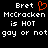 Pixelated text displays 'Bret McCracken is HOT gay or not' with a red heart symbol replacing the space between 'Bret' and 'McCracken'.