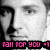 Pixelated grayscale portrait of a person with dark hair and visible facial features, overlaid with pink text reading "FALL FOR YOU -1" on a black background.