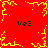 Red background with yellow pixelated snowflake-like patterns and four instances of 'Ve3' text in black.