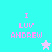 Cyan background with four identical pink text blocks reading "I LUV ANDREW" and three stars in varying shades of pink.