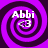 Purple and dark purple spiral background with white text 'Abbi' and a white heart symbol '<3' in the center of each spiral.