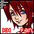 Pixelated avatar with red hair and blue eyes, showing two sequential facial expressions with mouth changes.
