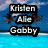 A static image shows a beach scene with blue water and sky, overlaid by three of text: Kristen Ale Gobby on the left, Devin Ashley Skye on the right