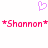 Pixelated pink heart above two identical text lines reading *Shannon* with asterisks on both ends, all in solid red-pink color scheme.