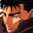 A pixelated contact sheet showing two frames of an animated icon featuring a character from Berserk alongside text reading "Anime IM" and "COM" on a black background.