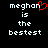 Pixelated text on black background with red heart symbol replacing 'a' in 'meghan', two identical versions side-by-side.