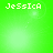 Green background with pixelated text 'JeSSicA' in light yellow, four identical arranged in a