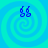 Four identical blue spiral patterns on a cyan background, each containing two blue quotation marks in the center.