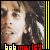 A 50x50 pixel animated buddy icon featuring Bob Marley's face in two sequential frames with text below, framed by yellow vertical bars on a gray background.