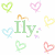 Pixelated heart-shaped icons in pastel colors surround a central green 'Ily' text with an orange accent, all on white background.