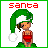 A 3x3 grid of pixel art frames showing a Christmas-themed animated icon with Santa hats, text variations, and character poses.
