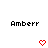 Two identical pixelated text labels 'Amberr' above two red pixelated heart icons on a white background.