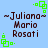 ~Juliana~ Mario Rosati text on light blue background with green square corner decorations.