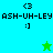 Pixelated icon with cyan and green background sections, displaying text and two star symbols in different positions across frames.