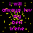 Pixelated text in pink and yellow on black background with scattered yellow dots, repeating 'i will always luv my bff irene' across multiple