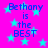 A static image with a bright pink background filled with light blue stars, displaying the text "Bethany is the BEST" in blue pixelated font.