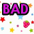 Pixelated image with pink text 'BAD ASS WHITE GIRL' over star and cupcake background, plus three showing a red Hollister shirt, Little Miss Giggles character, and pink patterned fabric