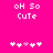 Pixelated pink background with white text 'oH So CuTe' and five heart symbols, where the third heart is light pink.