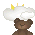 Pixelated brown bear with closed eyes under white cloud and yellow sun rays, three variations show different sun ray positions.