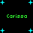 Green text reading 'Carissa' appears in four positions on a black background with scattered cyan plus signs.