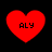 Four red heart shapes with black text 'ALY' centered inside each, arranged in a on a solid black background