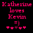 Pixelated pink text on black background reads 'Katherine loves Kevin =)' with four asterisks below, two of which change from solid to hollow between frames.