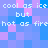 Pixelated text repeats 'cool as ice but hot as fire' across a blue and pink background with no visible motion
