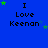 Blue background with repeated text "I Love Keenan" and green stars in various positions across the