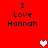 Red background with four identical text blocks reading "I Love Hannah" and two pixelated heart icons, one white and one pink.