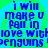 Blue pixelated text on a green and blue gradient background reads "i will make u fall in love with penguins" repeated across the image.