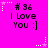 A bright pink background displays six identical pixelated text blocks arranged in two , each containing "# 36 I Love You :]" with small white and light purple star-like shapes scattered around