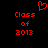 Red pixelated text 'Class of 2013' appears twice on a black background with a red heart symbol above the left instance.