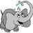Gray cartoon elephant with blue flower on head, smiling expression; text overlays read 'whips and chains', 'belong in the bedroom', 'not the circus' across different frames.
