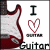 A static image with a white guitar graphic on the left and pink text repeating 'Too bad I can't play it...' surrounded by stars.