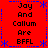 Red background with blue dotted border and star patterns, displaying repeated text "Jay And Callum Are BFFL" in black pixelated font.