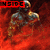 A muscular figure with a bald head stands against a red, smoky background; text overlays change across frames.