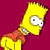 Pixelated cartoon character with yellow skin, large white eyes, and brown hair against a solid magenta background.