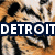 Tiger face with orange and blue text overlays reading 'DETROIT TIGERS' and 'BE SCARED', pixelated style.