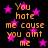 Black background with pink stars and orange text repeating 'You hate me cause you ain't me' in a pixelated style.