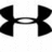 Black Under Armour logo on white background with pixelated text 'CLICK' and 'CLACK' on black and gray
