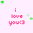 Pixelated pink text 'i love you<3' on light pink background with green and light green stars scattered around.