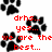 Pixelated black paw prints surround red pixelated text reading 'drhs... yes... we are the best...' on a white background.